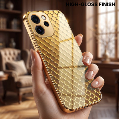 Oppo Reno 15 Pro Mini 5G Golden Criss Cross Gold Electroplated Glass Phone Back Case