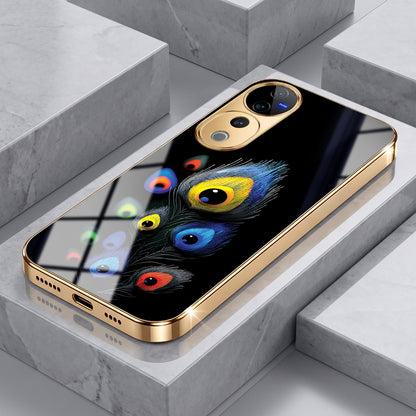 Vivo V40 Pro 5G Premium Peacock Feather Gold Electroplated Glass Phone Back Case