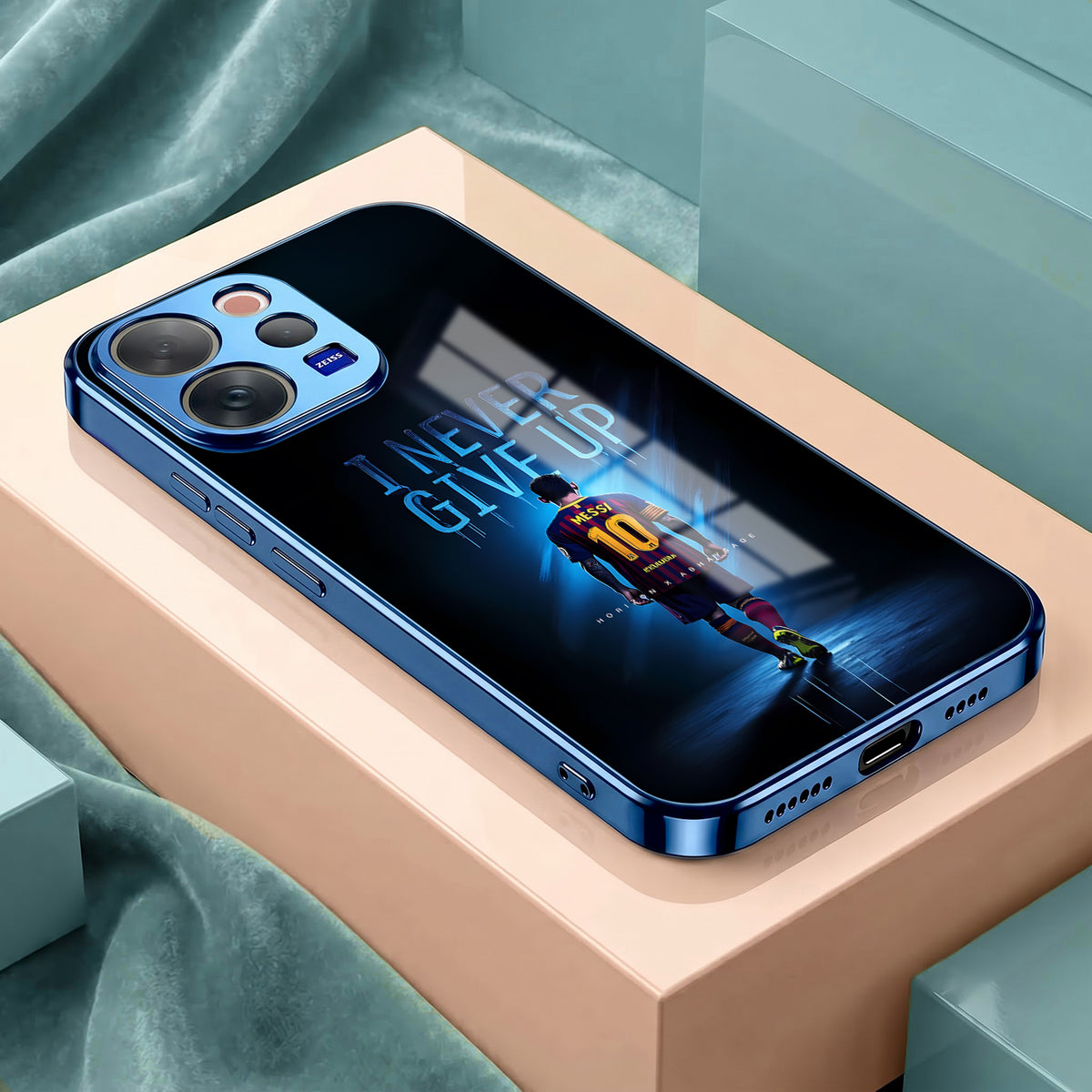 Vivo V70 5G Naver Give Up Blue Electroplated Glass Phone Back Case