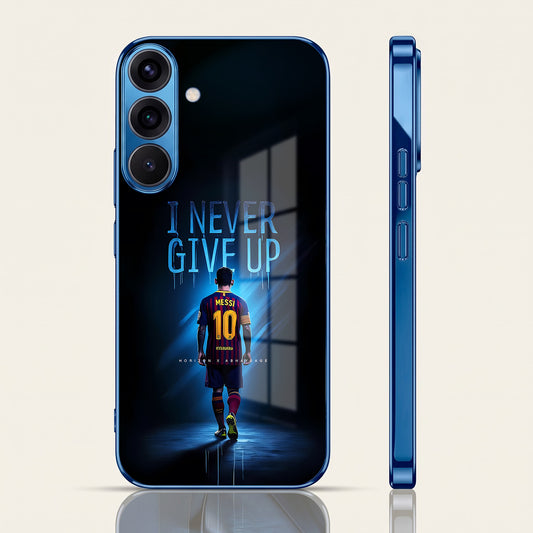 Samsung Galaxy A36 5G Never Give Up Blue Electroplated Glass Phone Back Case