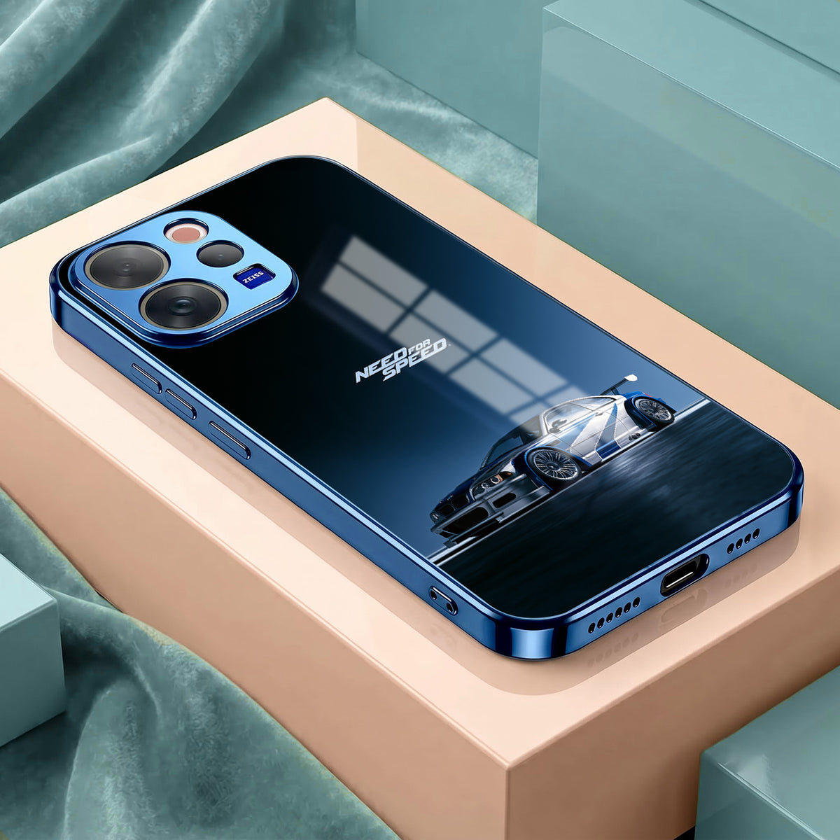 Vivo V70 5G Need For Speed Blue Electroplated Glass Phone Back Case