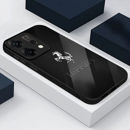 Oppo Reno 14 5G Premium Acrylic Shockproof Glass Back Case (Ferrari Carbon Fiber)