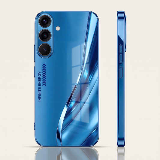 Samsung Galaxy A36 5G Luxury Infinity Energy Blue Electroplated Glass Phone Back Case