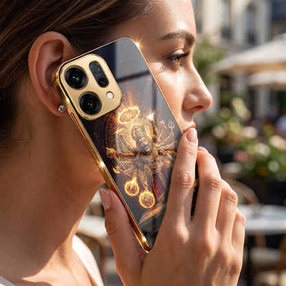 Oppo Reno 14 5G Lord Narasimha Gold Electroplated Glass Phone Back Case