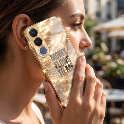 Vivo V70 FE 5G Money Flows To Me Gold Electroplated Glass Phone Back Case
