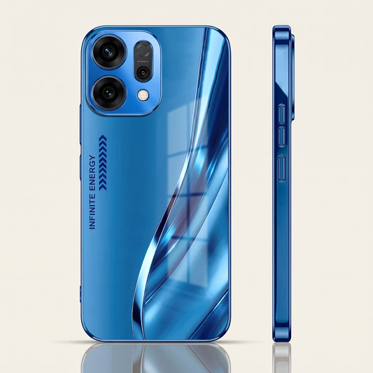 Oppo Reno 14 5G Luxury Infinity Energy Blue Electroplated Glass Phone Back Case