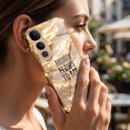Vivo Y400 Pro 5G Money Flows To Me Gold Electroplated Glass Phone Back Case
