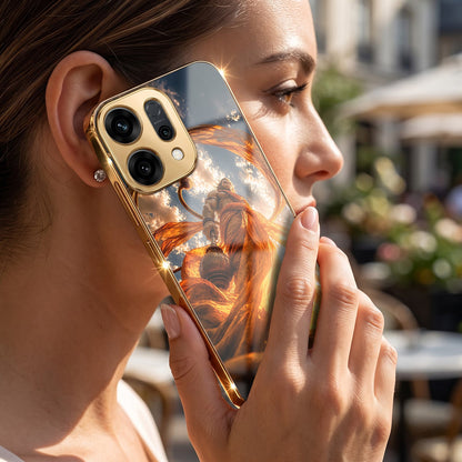Oppo Reno 14 5G Divine Hanuman Gold Electroplated Glass Phone Back Case
