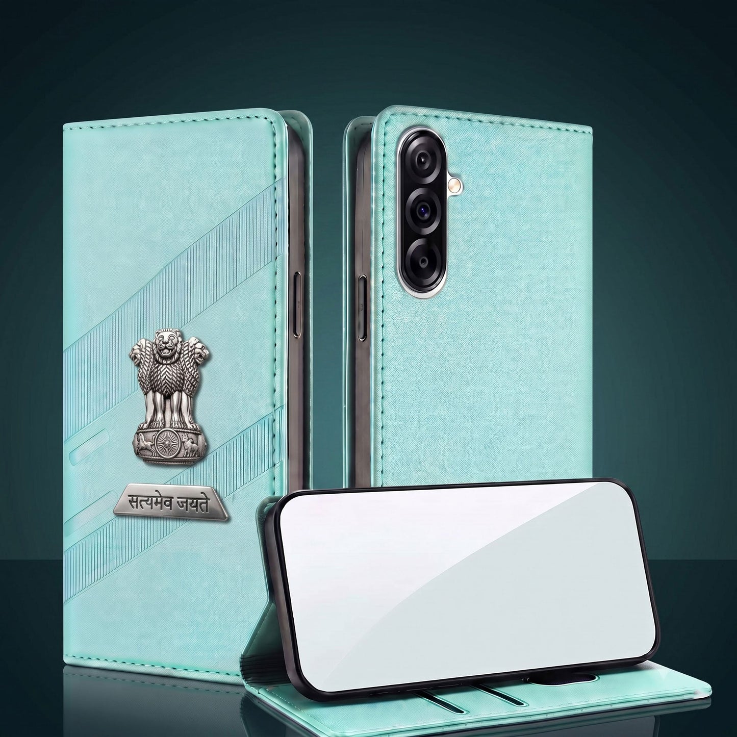 Samsung Galaxy A36 5G Metal Satyamev Jayate 2-in-1 Emblem Magnetic Flip Wallet Case
