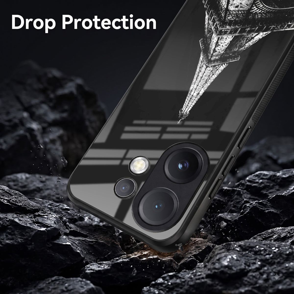 Vivo V60 5G Premium Acrylic Shockproof Glass Back Case (Eiffel Tower)