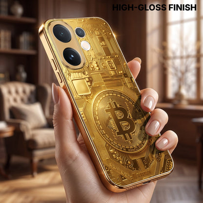 Vivo V60 5G Bitcoin Gold Electroplated Glass Phone Back Case
