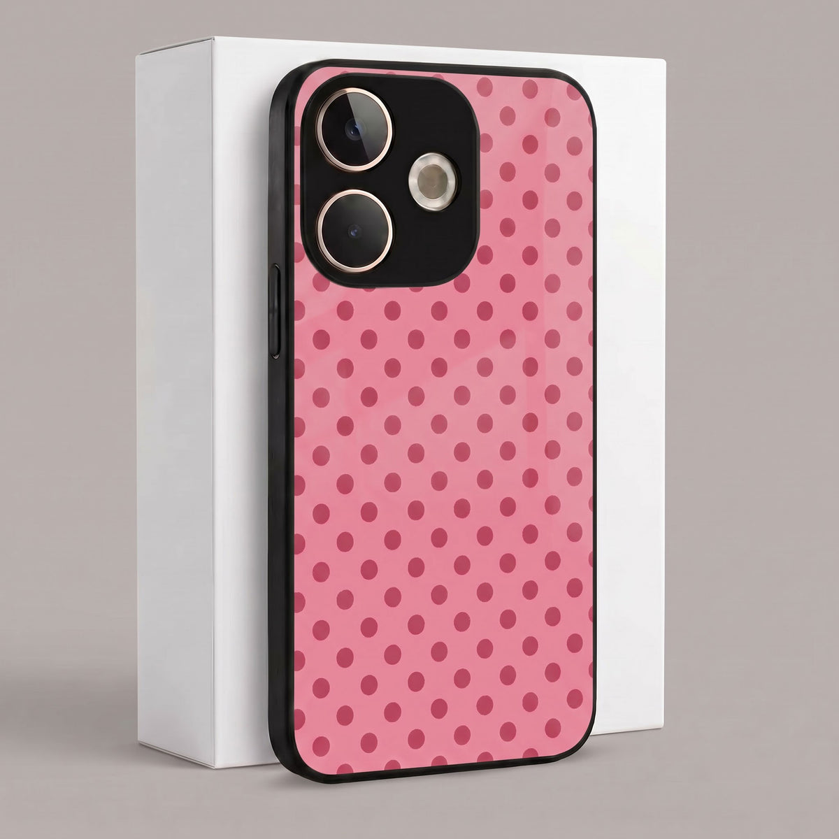Oppo A5 Pro 5G Aesthetic Pink & Rose Polka Dot Acrylic Back Cover