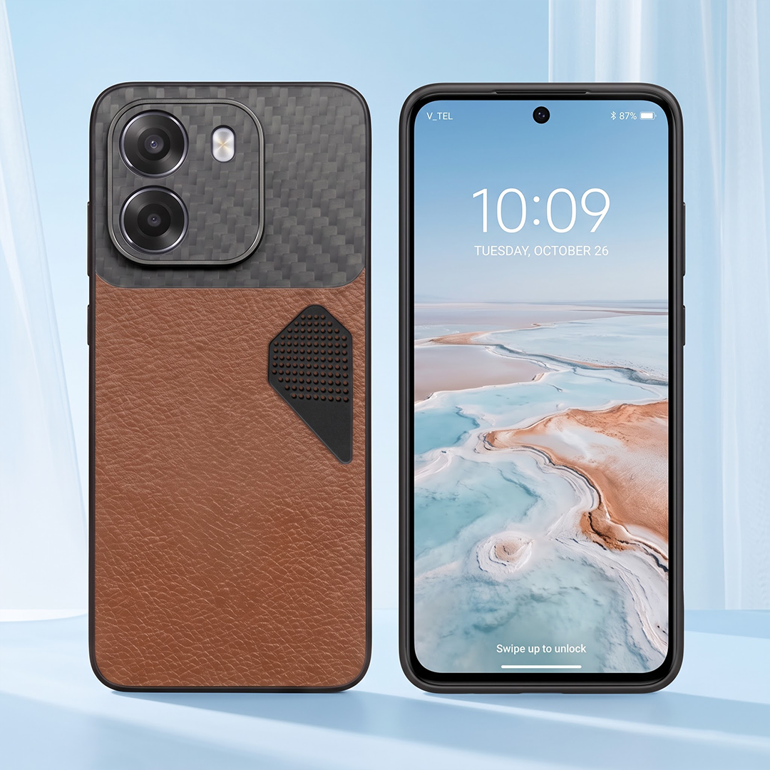 Oppo K14 5G Carbon Fiber Heat Dissipation Leather Hybrid Phone Case