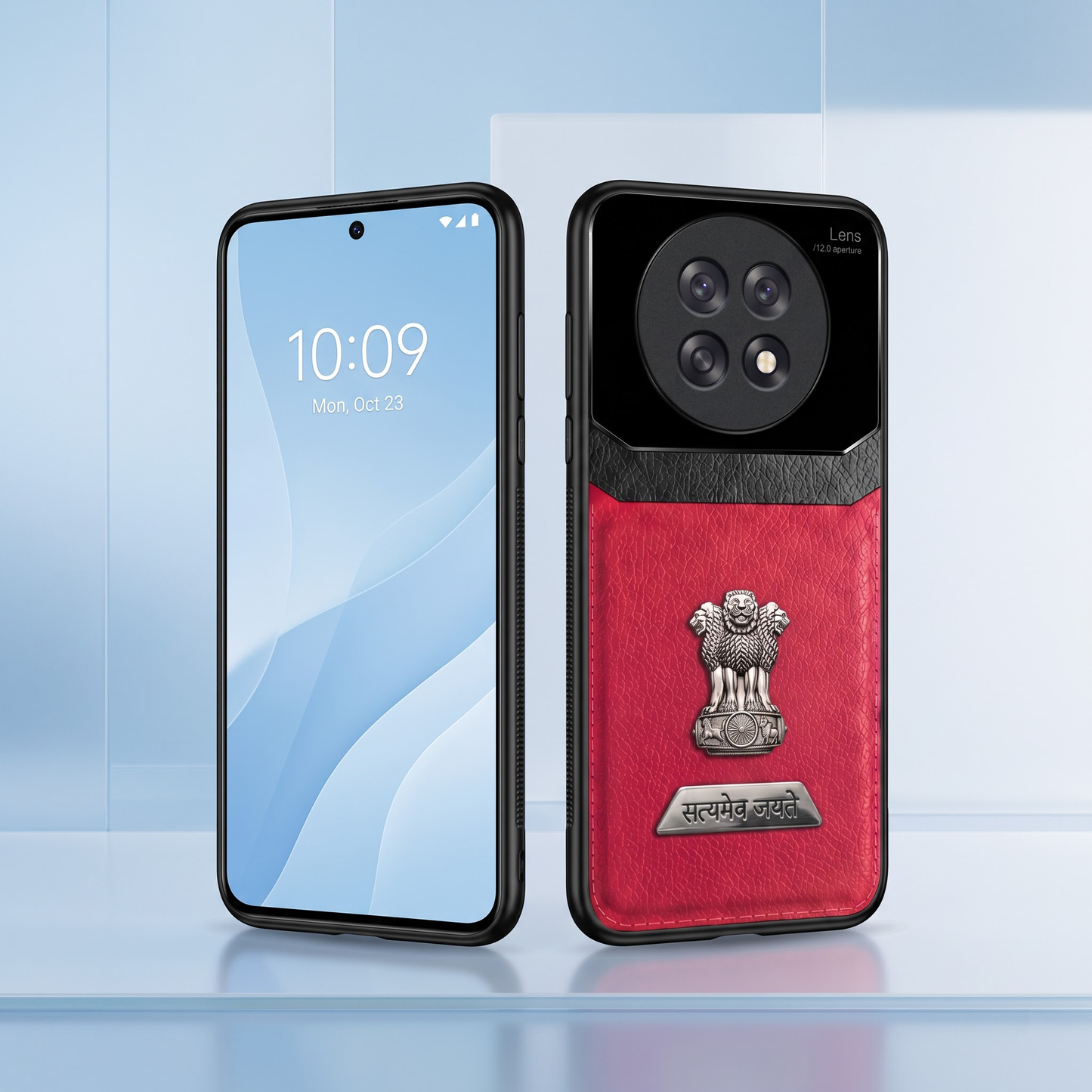 Oppo F31 Pro+ 5G Satyamev Jayate 2-in-1 Emblem Leather Lens Protective Back Case