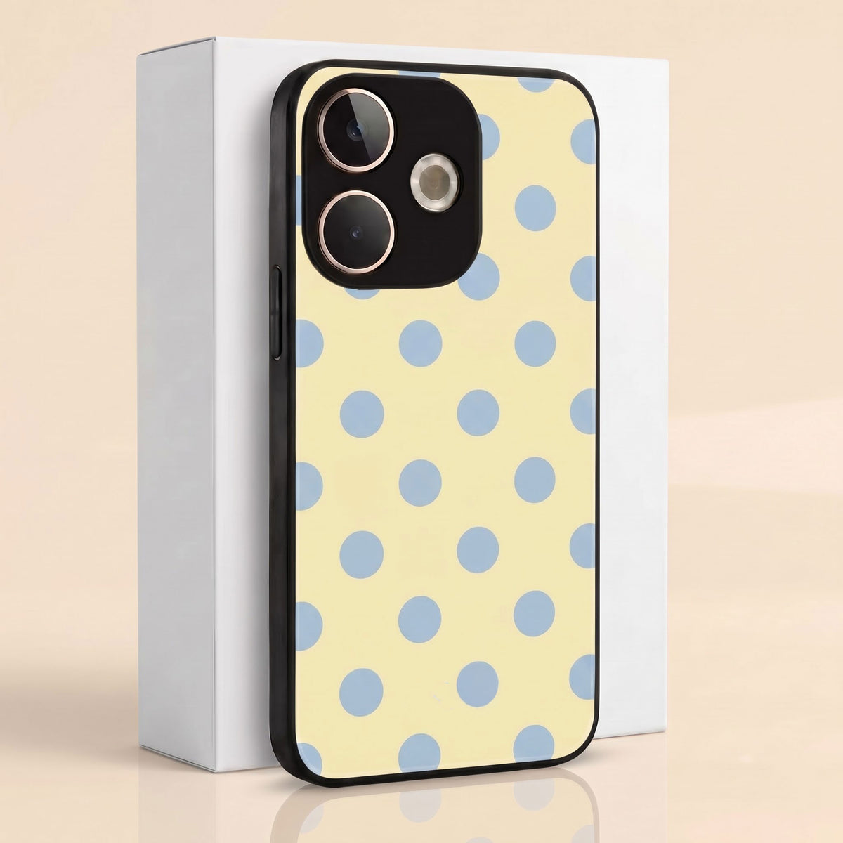 Oppo A5 Pro 5G Elegant Cream Blue Polka Dot Acrylic Back Cover