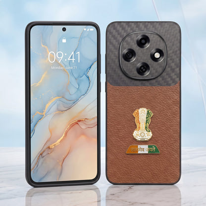 Oppo F31 Pro 5G Tri-Color Satyamev Jayate Carbon Fiber Leather Hybrid Phone Case