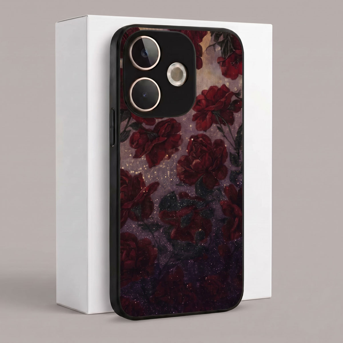 Oppo A5 Pro 5G Aesthetic Dark Rose Glitter Acrylic Back Cover