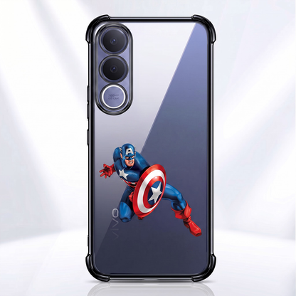 Vivo V70 FE 5G Premium 3D Spot UV Captain America Sticker Shockproof Airbags Case
