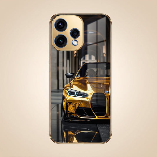 Oppo Reno 15 5G Golden BMW Gold Electroplated Glass Phone Back Case