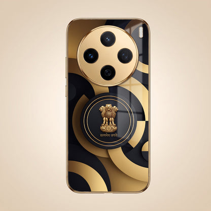 Vivo X200 5G Royal Emblem Gold Electroplated Glass Phone Back Case