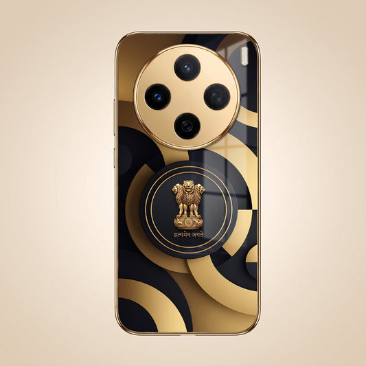 Vivo X200 5G Royal Emblem Gold Electroplated Glass Phone Back Case