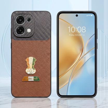 Oppo F31 5G Tri-Color Satyamev Jayate Carbon Fiber Leather Hybrid Phone Case