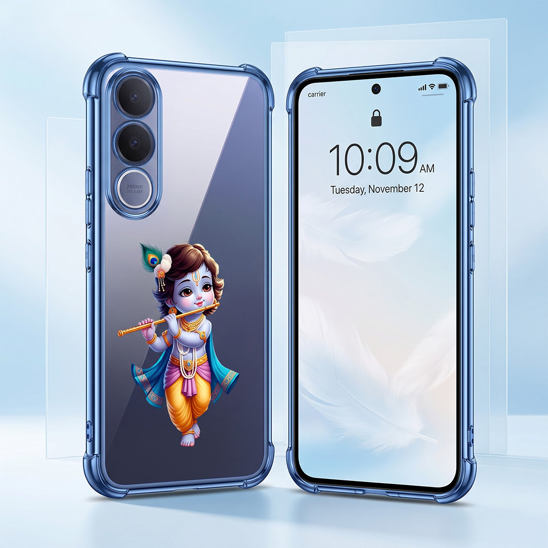 Vivo V70 FE 5G Premium 3D Spot UV Shri Krishna Sticker Shockproof Airbags Case