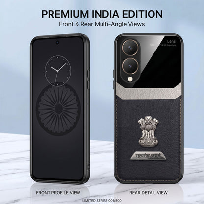 Vivo Y28 5G Satyamev Jayate 2-in-1 Emblem Leather Lens Protective Back Case