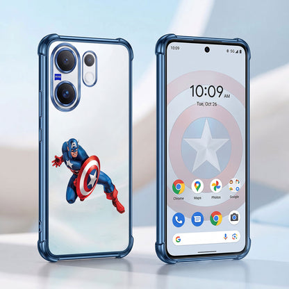 Vivo X200 FE 5G Premium 3D Spot UV Captain America Sticker Shockproof Airbags Case