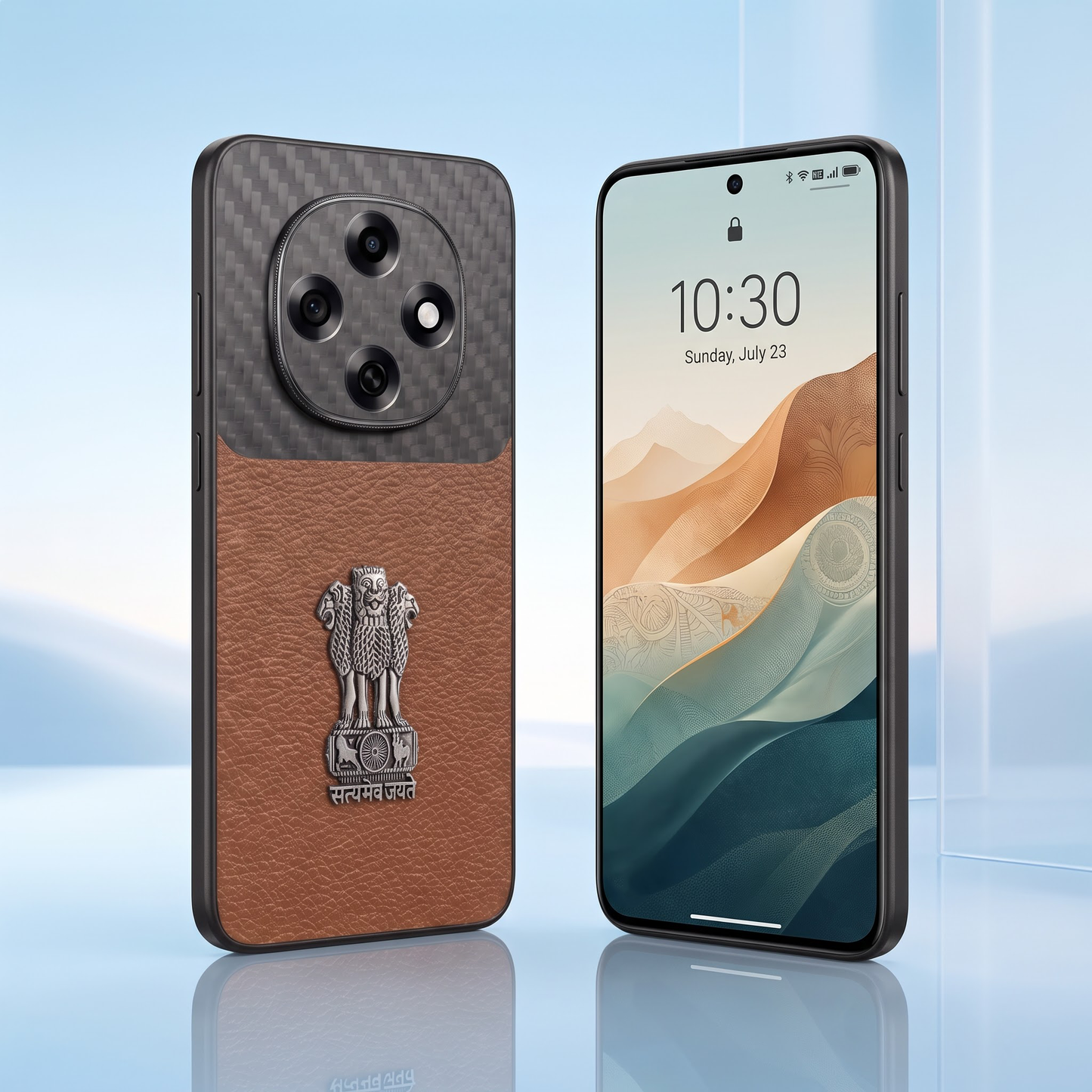 Oppo F31 Pro 5G Satyamev Jayate Carbon Fiber Leather Hybrid Phone Case