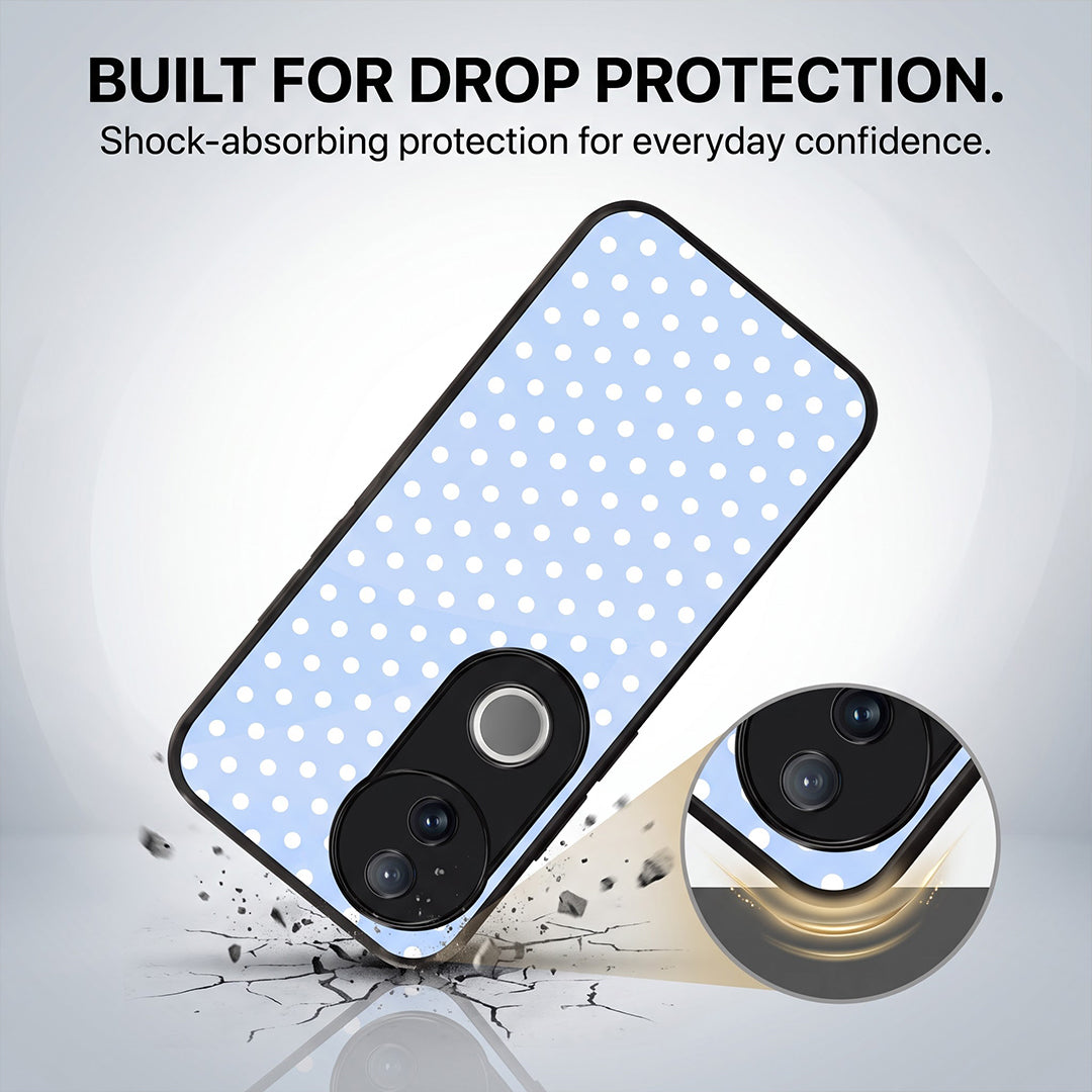 Vivo V50 5G Aesthetic Sky Blue & White Polka Dot Acrylic Back Cover