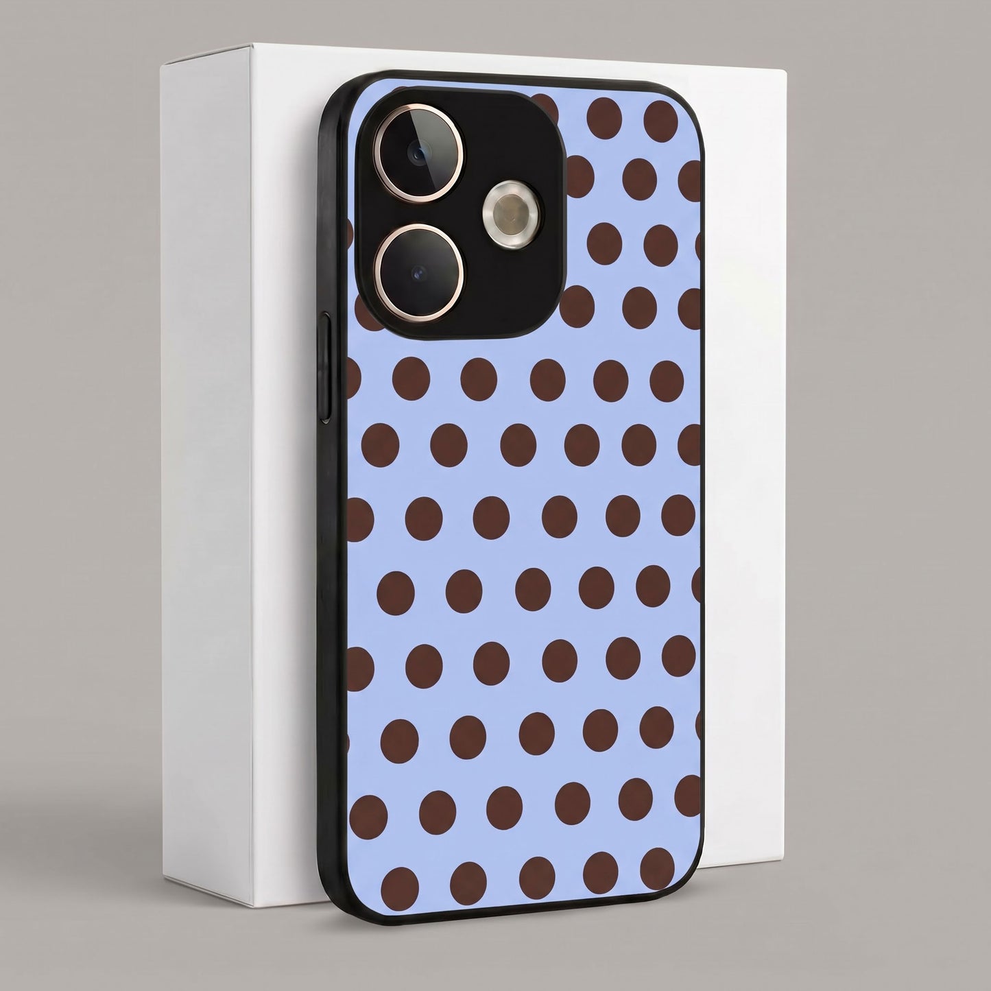 Oppo A5 Pro 5G Aesthetic Light Blue and Brown Polka Dot Acrylic Back Cover