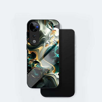 Vivo V40 Pro 5G Premium Acrylic Shockproof Glass Back Case (Ocean Ember)