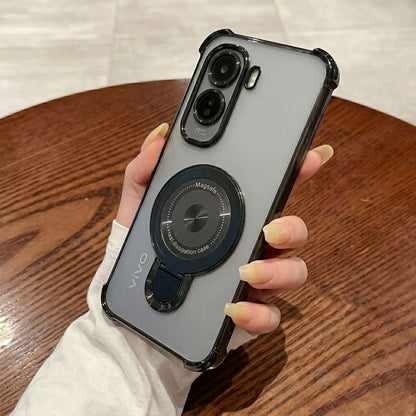 Vivo T5 Pro 5G Luxury Four Corner Invincible Bracket Ring Stand Case