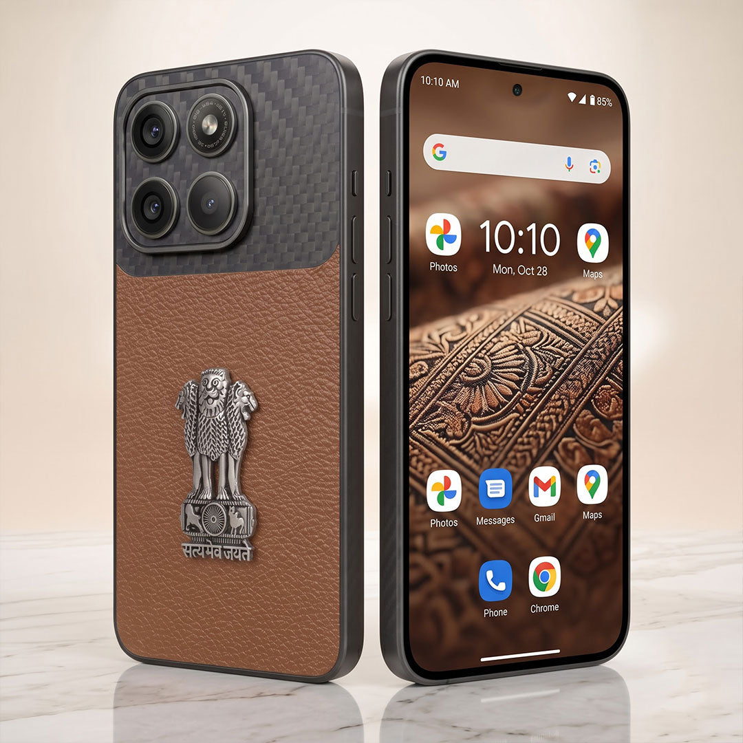 Motorola Edge 70 Fusion 5g Satyamev Jayate Carbon Fiber Leather Hybrid Phone Case