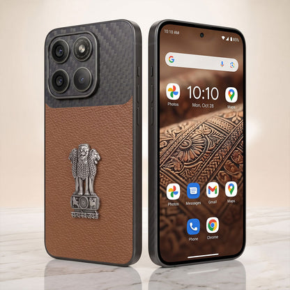 Motorola Edge 70 Fusion 5g Satyamev Jayate Carbon Fiber Leather Hybrid Phone Case