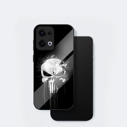 Oppo Reno 13 5G Premium Acrylic Shockproof Glass Back Case (Punisher Skull)