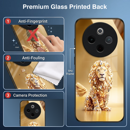 Vivo T4 5G Luxury Lion Acrylic Glass Back Case