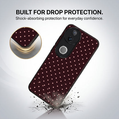 Vivo V50 5G Aesthetic Classic Maroon & Soft Pink Polka Dot Acrylic Back Cover