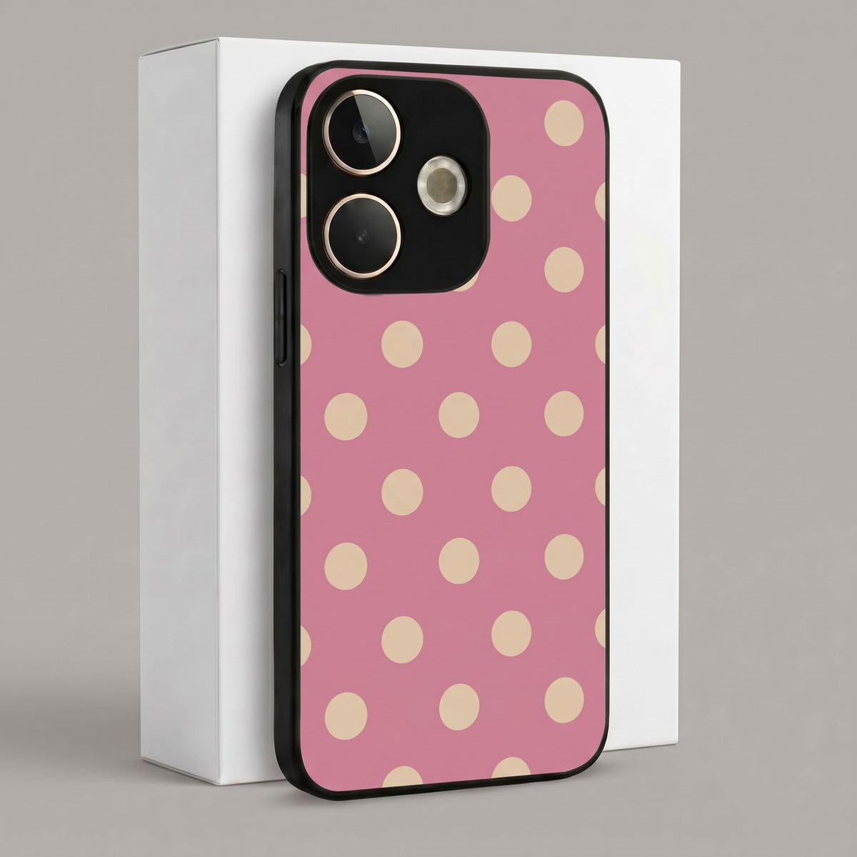 Oppo A5 Pro 5G Elegant Pink & Gold Polka Dot Acrylic Back Cover
