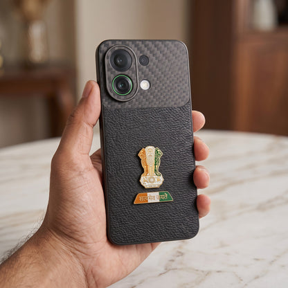 Oppo K13 Turbo 5G Tri-Color Satyamev Jayate Carbon Fiber Leather Hybrid Phone Case