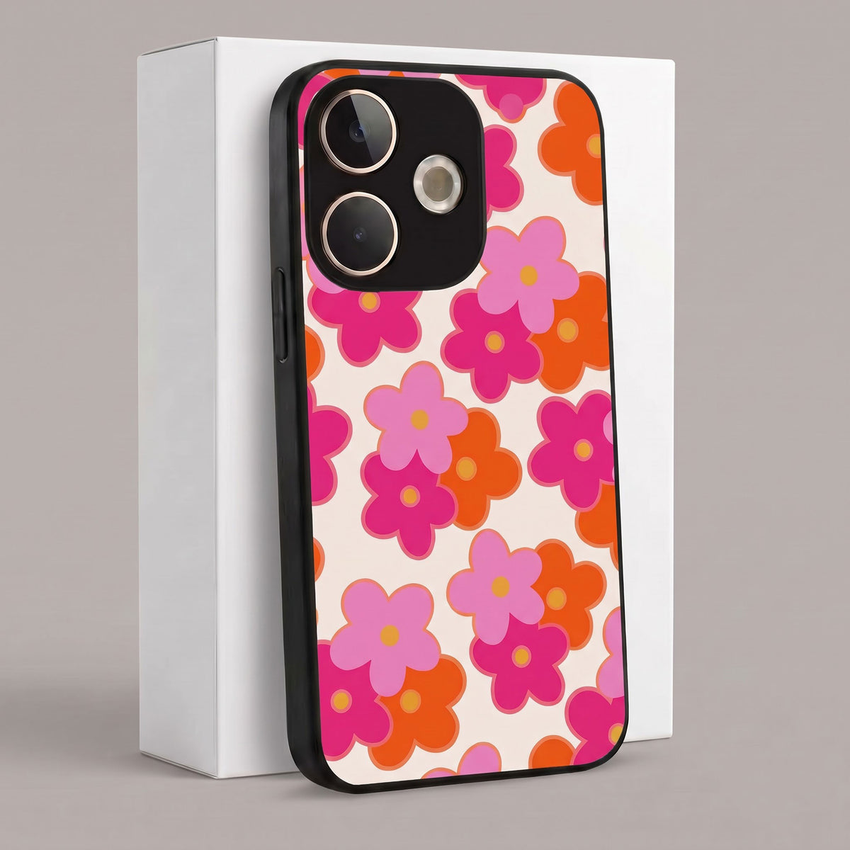 Oppo A5 Pro 5G Aesthetic Pink & Orange Floral Acrylic Back Cover
