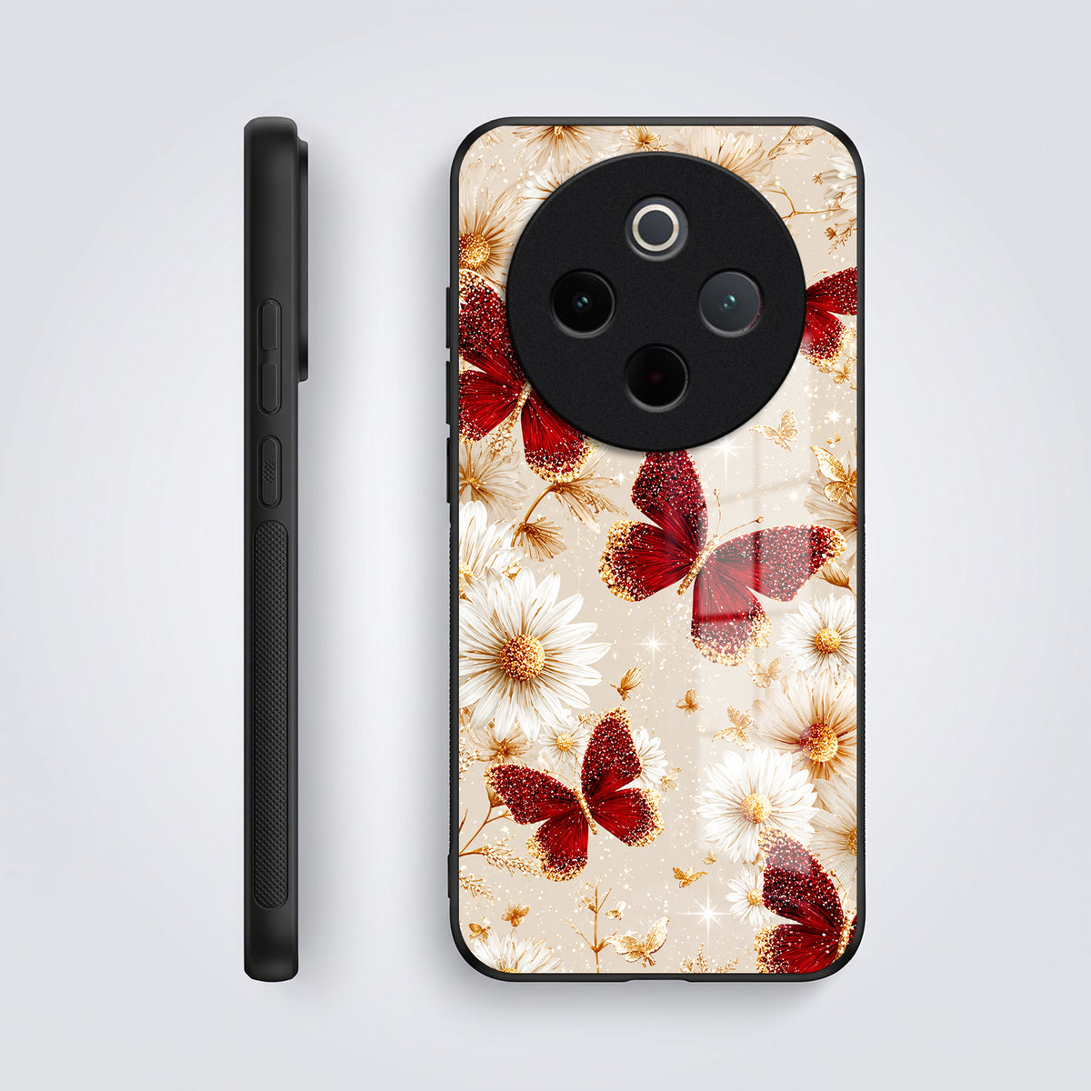 Vivo T4 5G Butterfly Floral Acrylic Glass Back Case