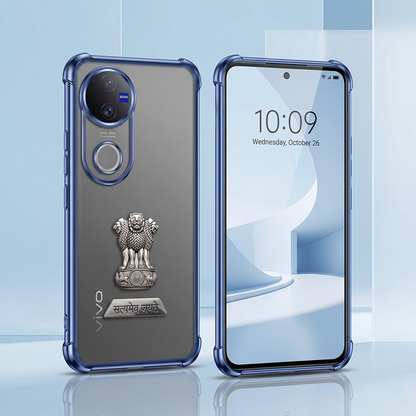Vivo V50 5G Satyamev Jayate 2-in-1 Emblem Transparent Shockproof Airbag Case