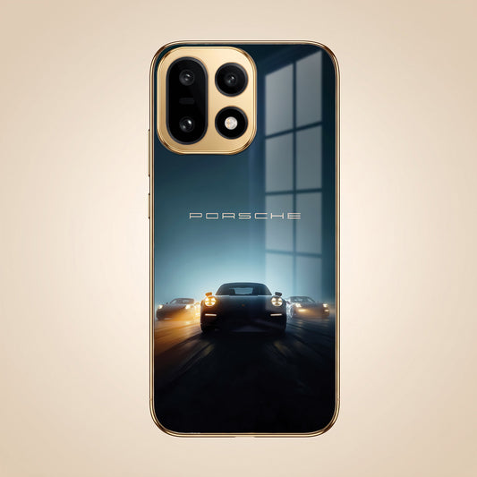 OnePlus 15 5G Porsche Luxury Gold Electroplated Glass Phone Back Case
