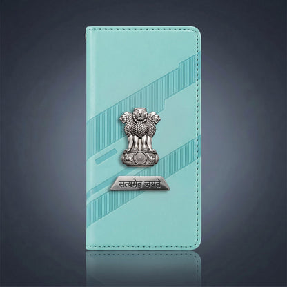 Oppo F29 Pro 5G Metal Satyamev Jayate 2-in-1 Emblem Magnetic Flip Wallet Case