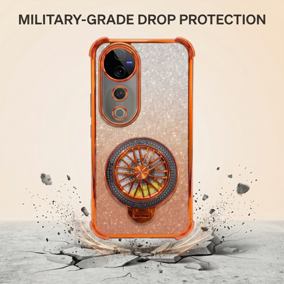 Vivo V40 Pro 5G Stress Buster Wheel Rotating Shimmer Airbag Cosmic Orange Case
