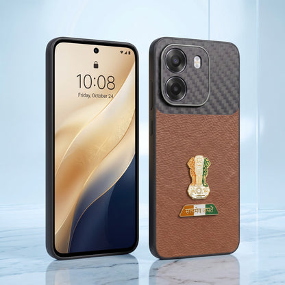 Oppo K14 5G Tri-Color Satyamev Jayate Carbon Fiber Leather Hybrid Phone Case