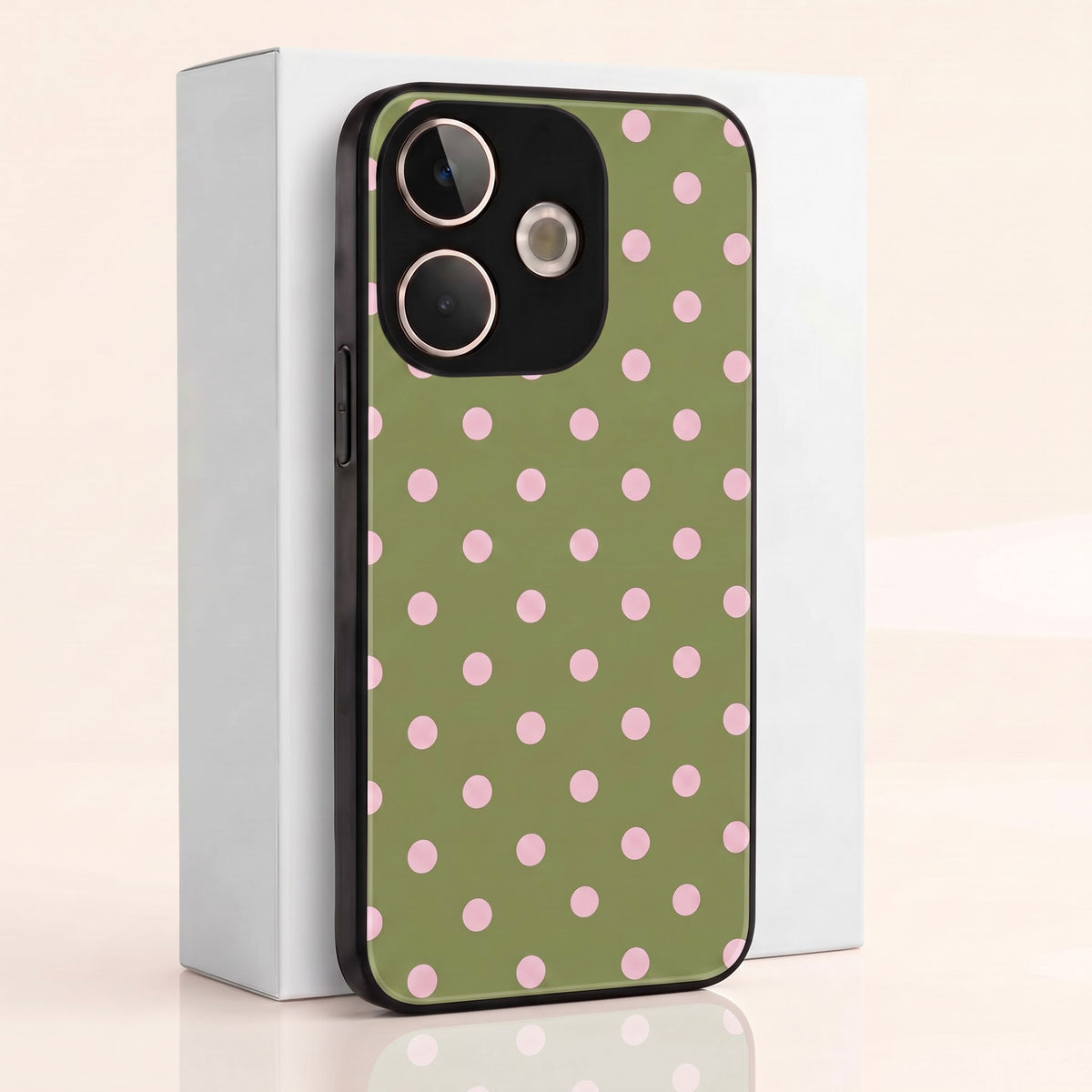 Oppo A5 Pro 5G Elegant Olive Green Pink Polka Dot Acrylic Back Cover