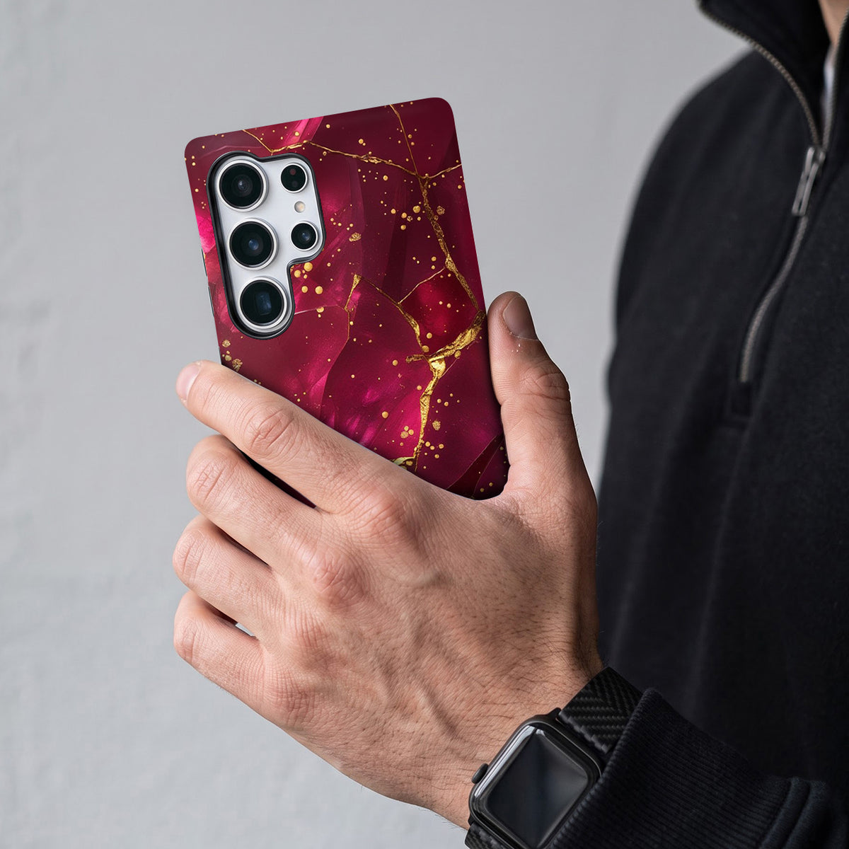 Samsung Galaxy S25 Ultra 5G Luxury Crimson Marble Protective Case